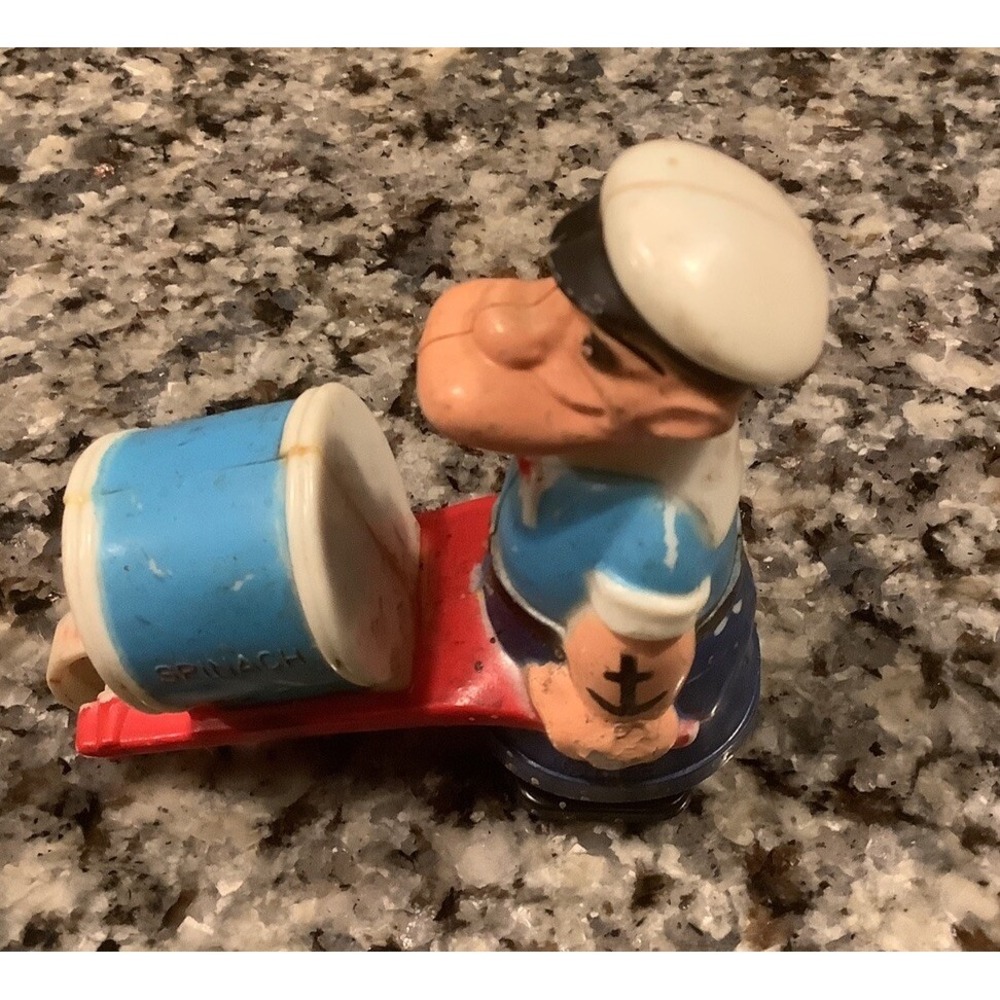 Vintage Popeye Ramp Walker Spinach Wheelbarrow KFS Made in Hong Kong
